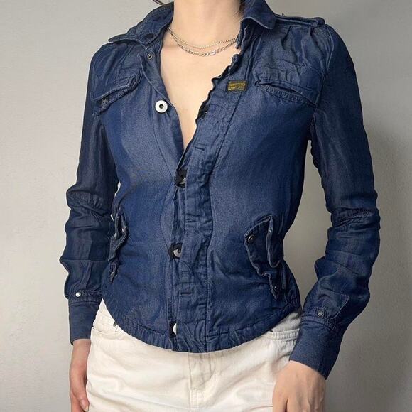G-star Raw Womens Fitted Denim Look Utility Jacket Size XS - Picture 2 of 8